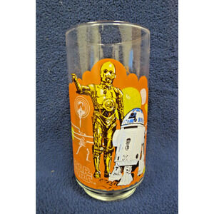 1977 Limited Edition Star Wars C-3PO & R2D2 Glass Burger King Coca Cola VTG